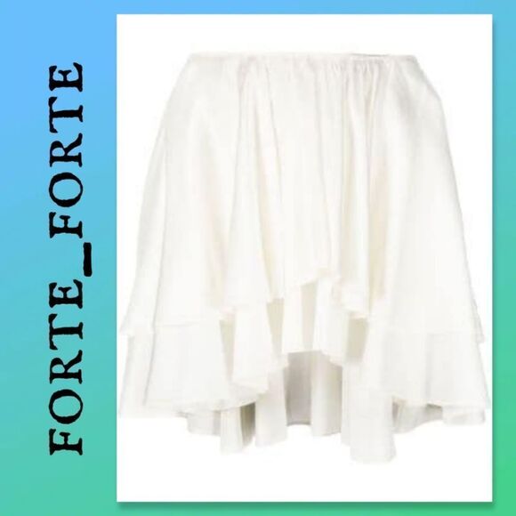NWT Forte_forte Ruffle Front Mini Skirt Silk Blend - Picture 1 of 12